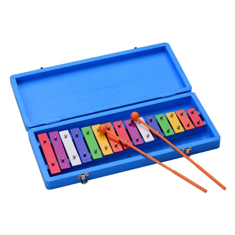 Others |   15 Keys Glockenspiel Xylophone Colorful Early Educational Musical Percussion Instrument with Case Mallets for Music Sense Development Blue Musical Instruments Blue