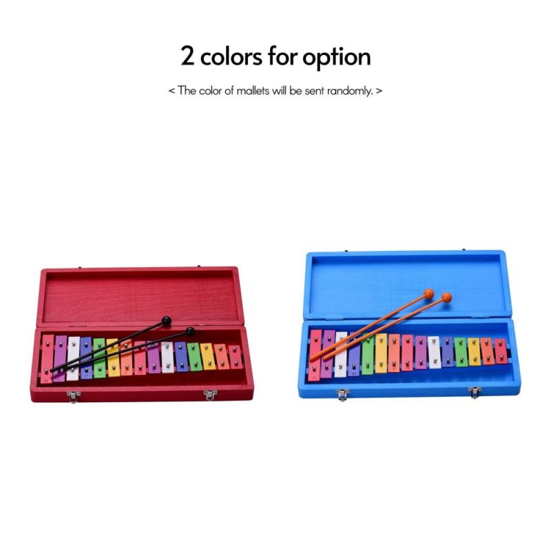 Others |   15 Keys Glockenspiel Xylophone Colorful Early Educational Musical Percussion Instrument with Case Mallets for Music Sense Development Blue Musical Instruments Blue