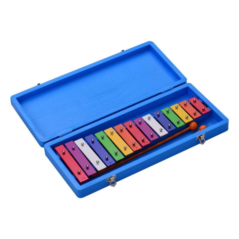 Others |   15 Keys Glockenspiel Xylophone Colorful Early Educational Musical Percussion Instrument with Case Mallets for Music Sense Development Blue Musical Instruments Blue