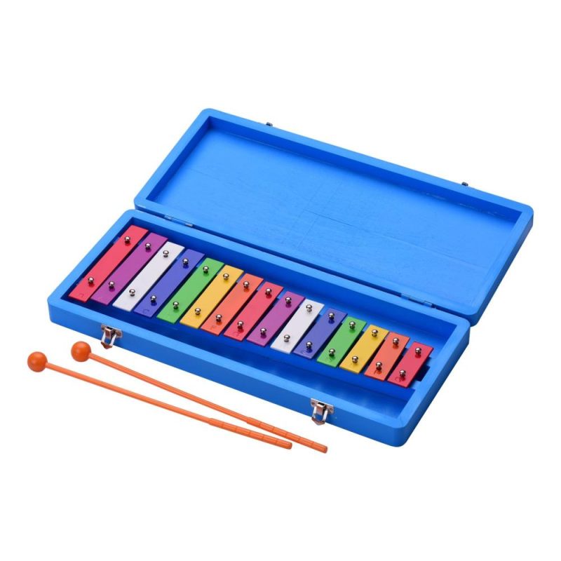 Others |   15 Keys Glockenspiel Xylophone Colorful Early Educational Musical Percussion Instrument with Case Mallets for Music Sense Development Blue Musical Instruments Blue