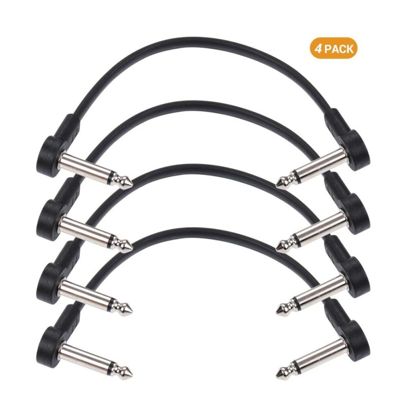 Others |   AC-8 Guitar Effect Pedal Flat Patch Cables 6 Inch Length Black Musical Instruments Black