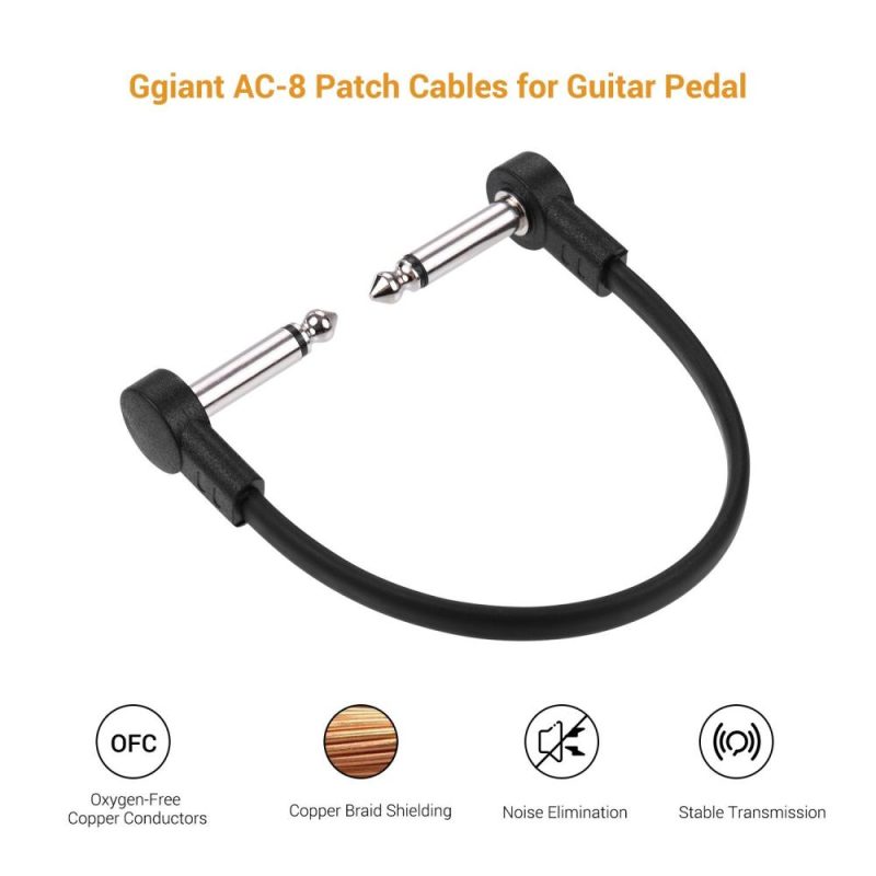 Others |   AC-8 Guitar Effect Pedal Flat Patch Cables 6 Inch Length Black Musical Instruments Black