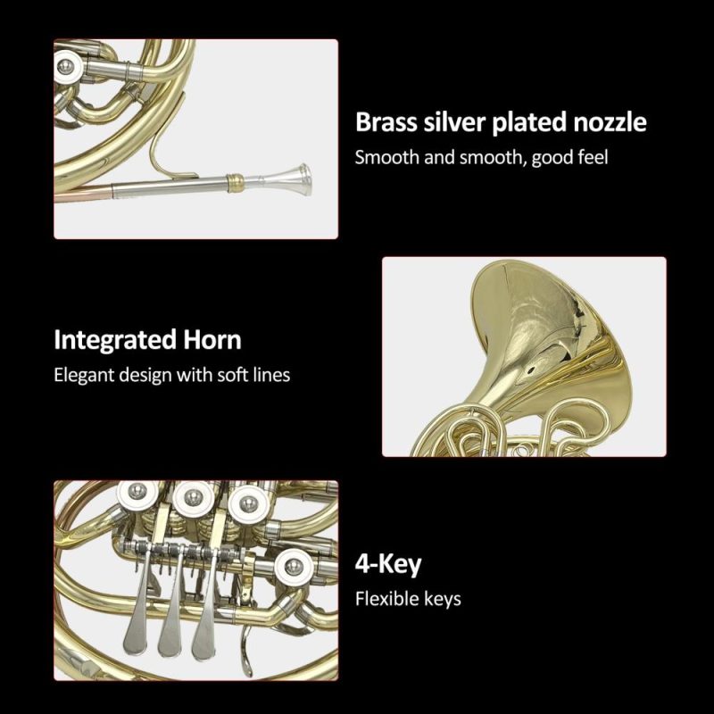 Brass |   4 Key Double Row French Horn Standard Four-button Double-row Horn Brass Brass