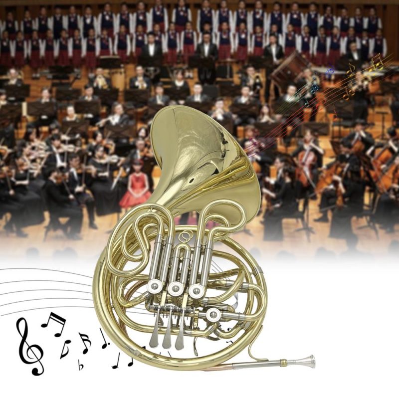 Brass |   4 Key Double Row French Horn Standard Four-button Double-row Horn Brass Brass