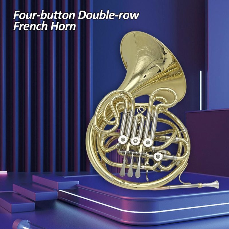 Brass |   4 Key Double Row French Horn Standard Four-button Double-row Horn Brass Brass