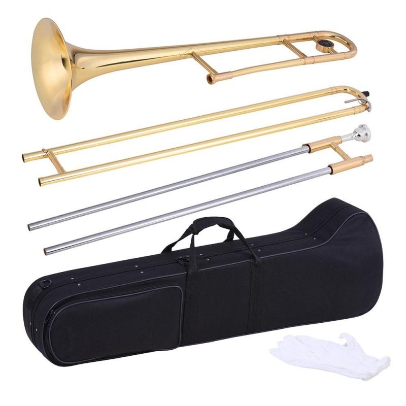 Brass |   Alto Trombone Brass Gold Lacquer Bb Tone B flat Wind Instrument Brass Brass