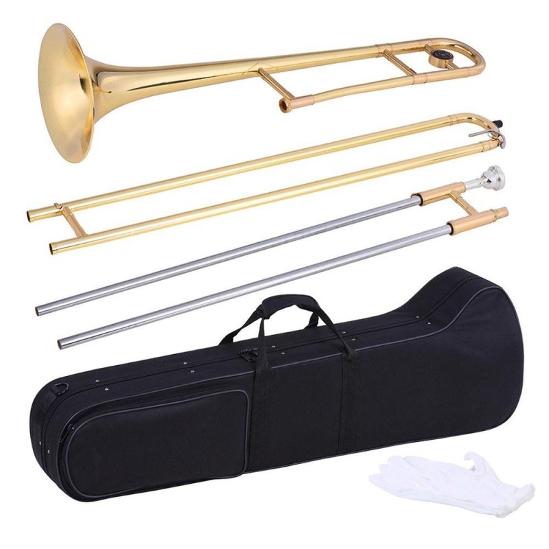 Brass |   Alto Trombone Brass Gold Lacquer Bb Tone B flat Wind Instrument Gold Brass Brass