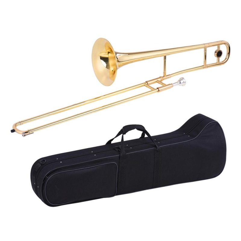 Brass |   Alto Trombone Brass Gold Lacquer Bb Tone B flat Wind Instrument Gold Brass Brass