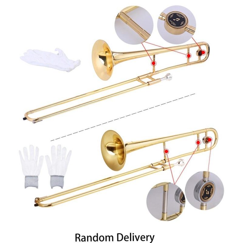 Brass |   Alto Trombone Brass Gold Lacquer Bb Tone B flat Wind Instrument Gold Brass Brass