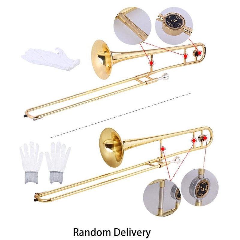 Brass |   Alto Trombone Brass Gold Lacquer Bb Tone B flat Wind Instrument Brass Brass