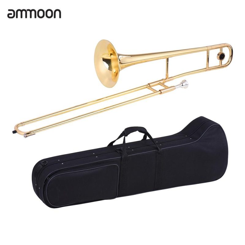 Brass |   Alto Trombone Brass Gold Lacquer Bb Tone B flat Wind Instrument Brass Brass