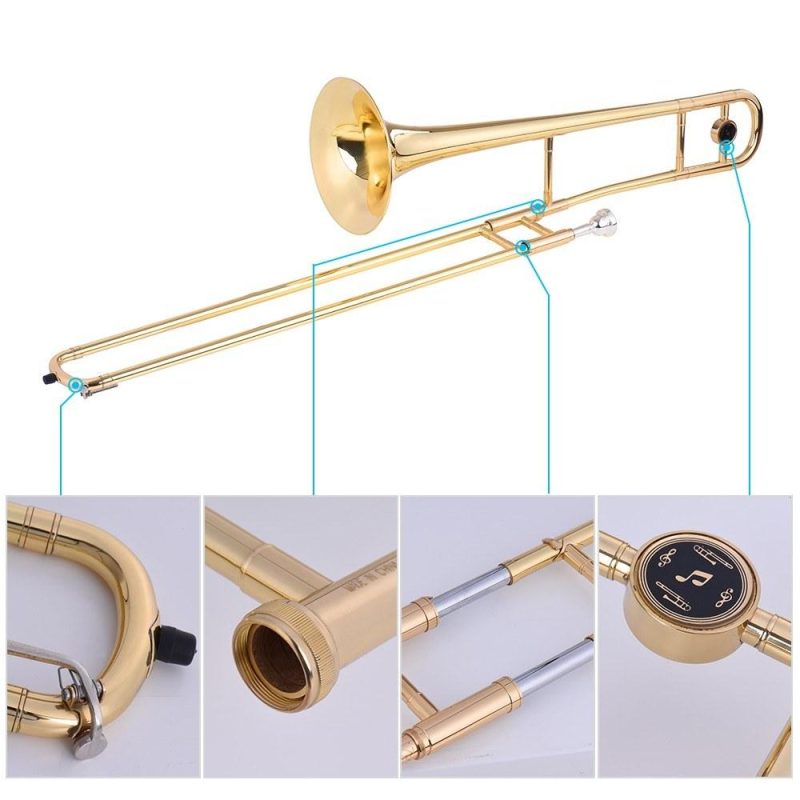 Brass |   Alto Trombone Brass Gold Lacquer Bb Tone B flat Wind Instrument Brass Brass