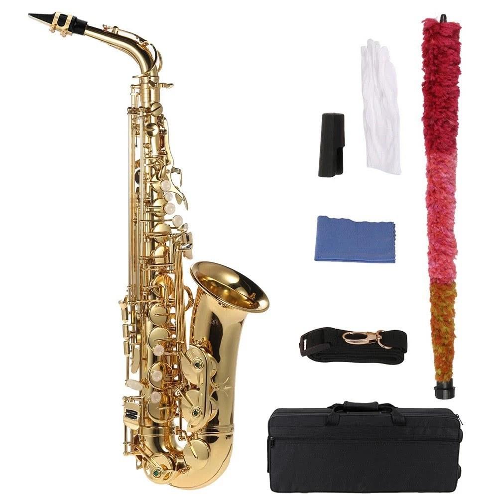 Brass |   Eb Alto Saxophone: Exquisite Gold Lacquered Woodwind Instrument Gold Brass Brass