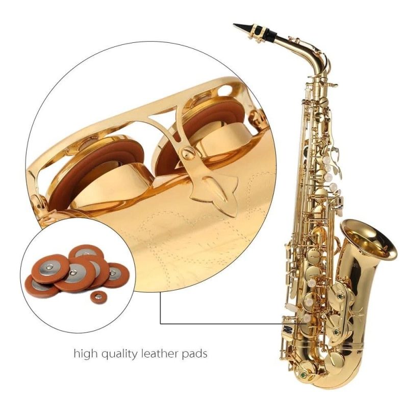 Brass |   Eb Alto Saxophone: Exquisite Gold Lacquered Woodwind Instrument Gold Brass Brass