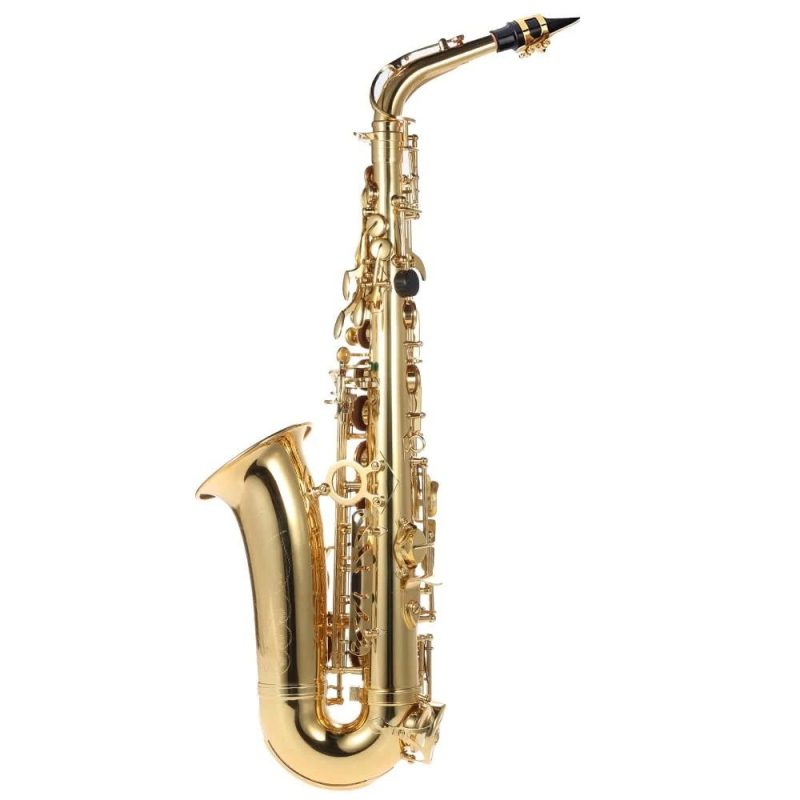 Brass |   Eb Alto Saxophone: Exquisite Gold Lacquered Woodwind Instrument Gold Brass Brass