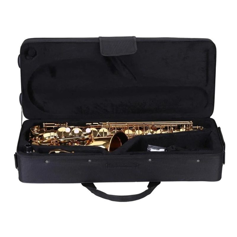 Brass |   Eb Alto Saxophone: Exquisite Gold Lacquered Woodwind Instrument Gold Brass Brass