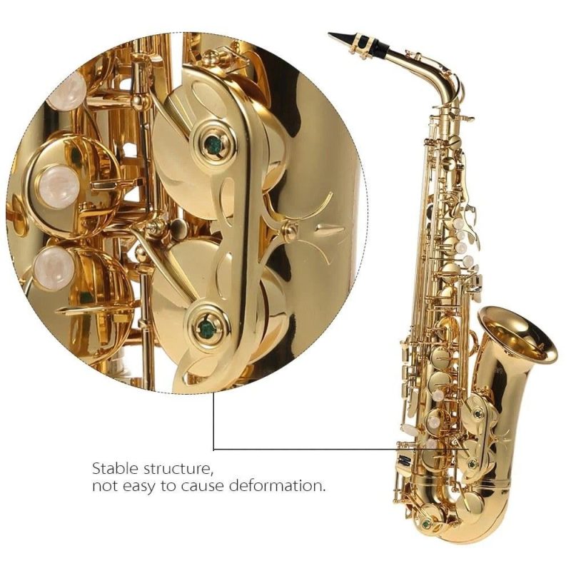 Brass |   Eb Alto Saxophone: Exquisite Gold Lacquered Woodwind Instrument Gold Brass Brass