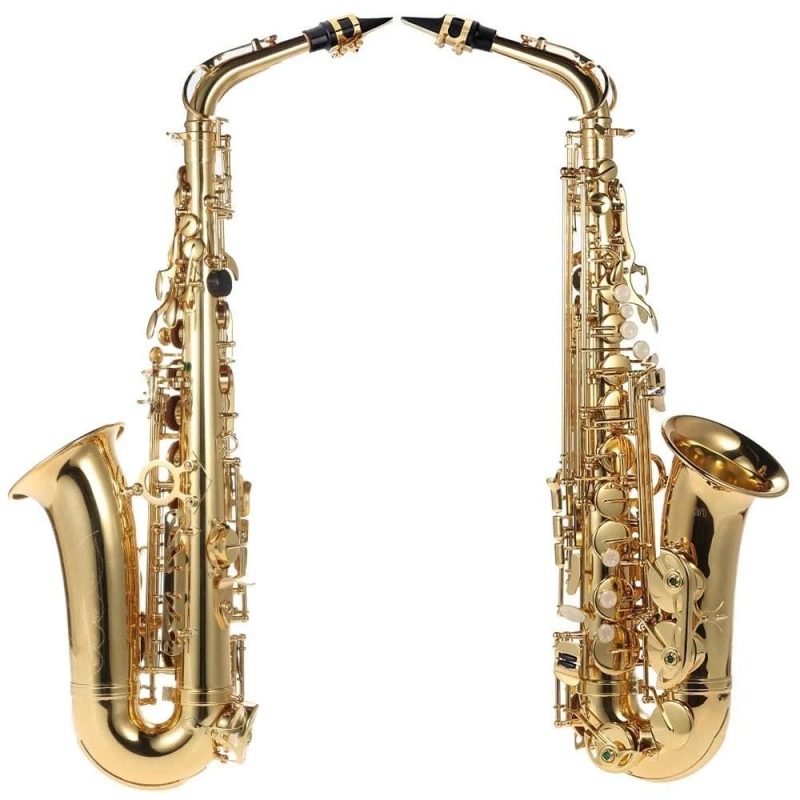 Brass |   Eb Alto Saxophone: Exquisite Gold Lacquered Woodwind Instrument Gold Brass Brass