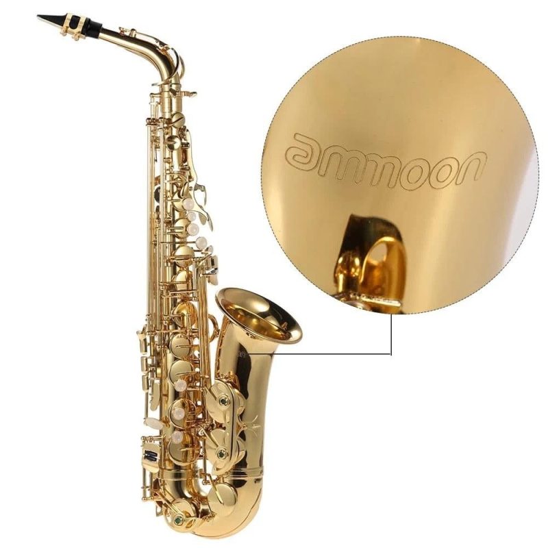 Brass |   Eb Alto Saxophone: Exquisite Gold Lacquered Woodwind Instrument Gold Brass Brass