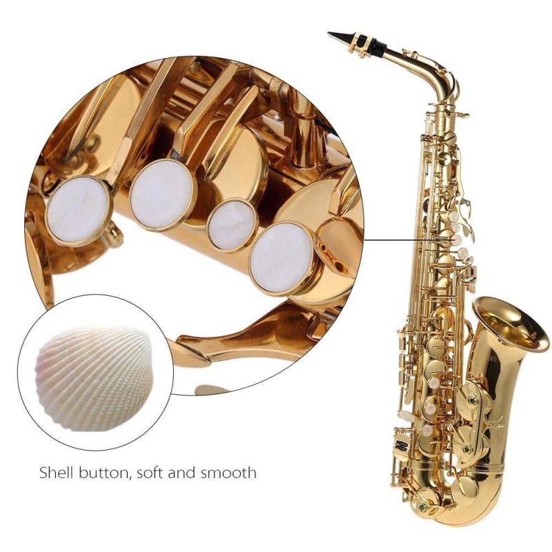 Brass |   Eb Alto Saxophone: Exquisite Gold Lacquered Woodwind Instrument Gold Brass Brass