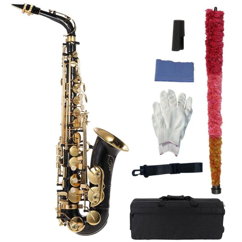 Brass |   Eb Alto Saxophone Gold Lacquered Brass, E Flat, 82Z Key Type with Full Accessory Kit Gold & Black Brass Brass