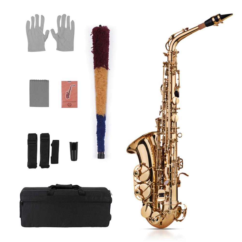 Brass |   Eb Alto Saxophone Sax Brass Lacquered Gold 802 Key Type Woodwind Instrument Gold Brass Brass