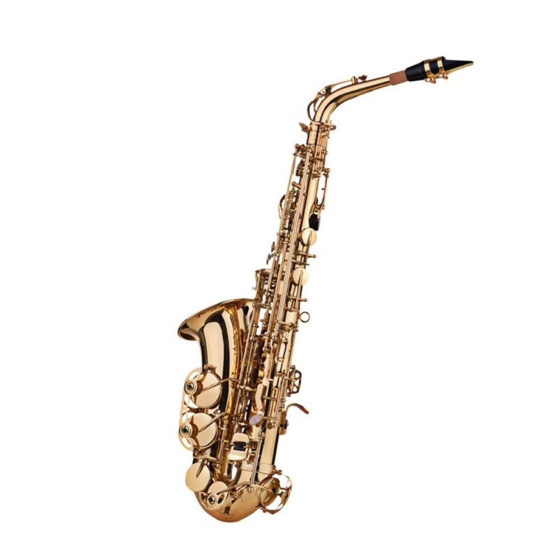 Brass |   Eb Alto Saxophone Sax Brass Lacquered Gold 802 Key Type Woodwind Instrument Gold Brass Brass