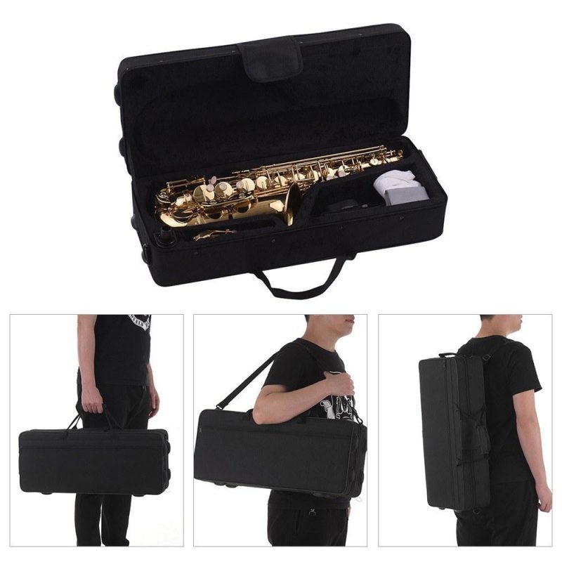 Brass |   Eb Alto Saxophone Sax Brass Lacquered Gold 802 Key Type Woodwind Instrument Gold Brass Brass