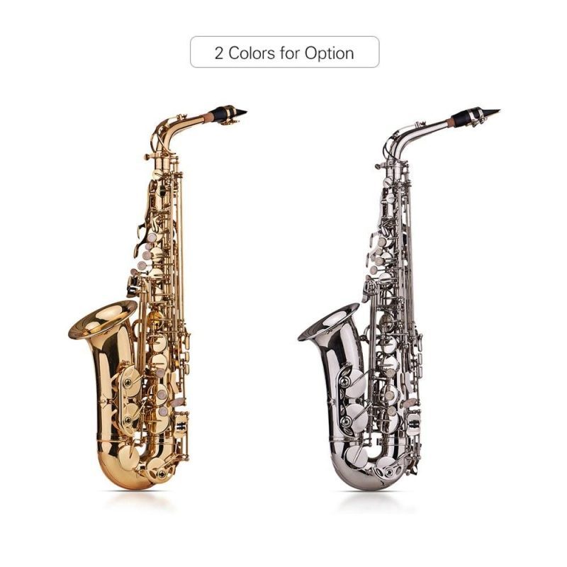 Brass |   Eb Alto Saxophone Sax Brass Lacquered Gold 802 Key Type Woodwind Instrument Gold Brass Brass