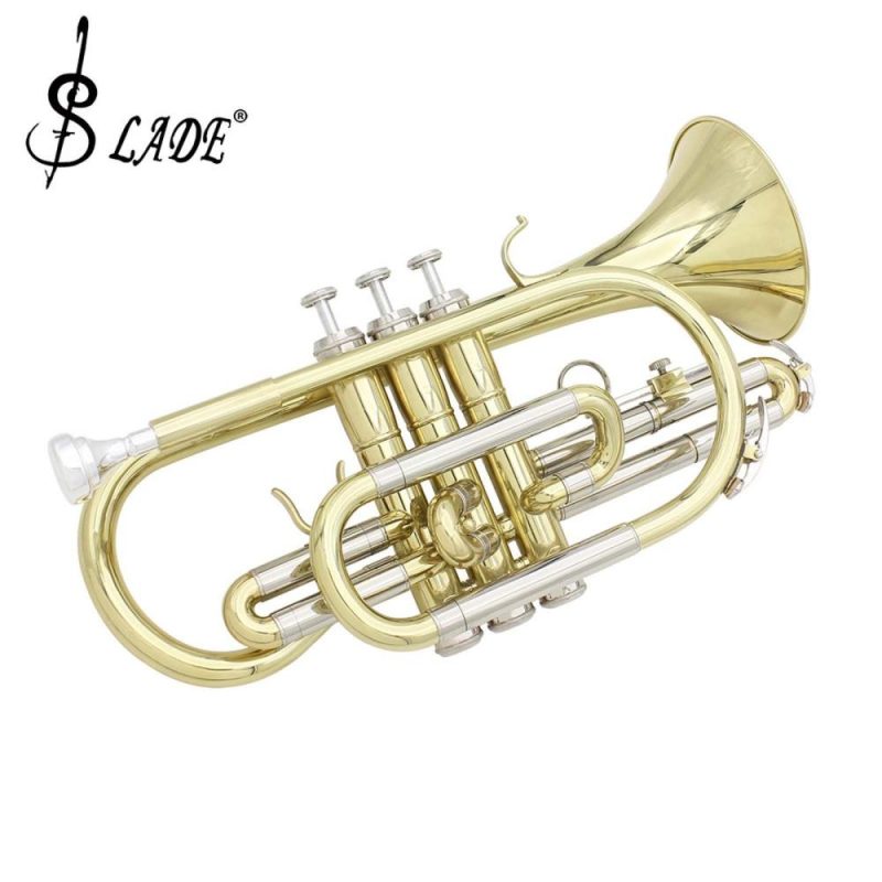 Brass |   LADE Professional Bb Flat Cornet Brass Instrument with Carrying Case Gloves Cleaning Cloth Brushes Gold Brass Brass