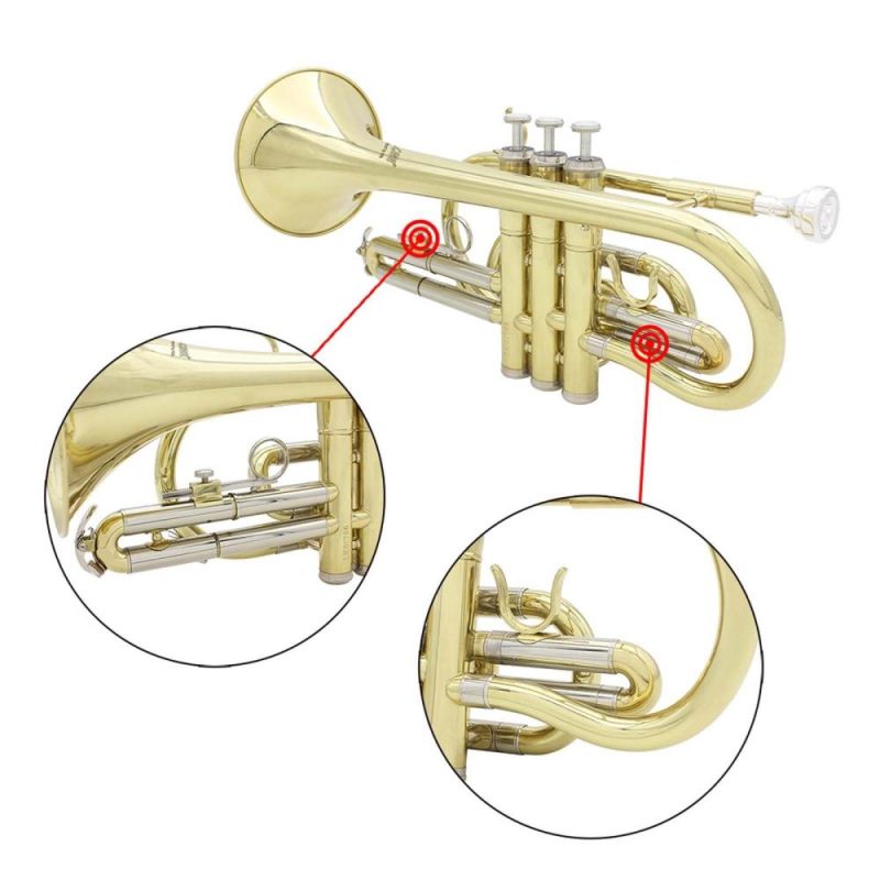 Brass |   LADE Professional Bb Flat Cornet Brass Instrument with Carrying Case Gloves Cleaning Cloth Brushes Gold Brass Brass