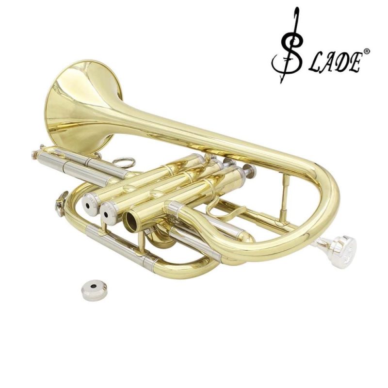 Brass |   LADE Professional Bb Flat Cornet Brass Instrument with Carrying Case Gloves Cleaning Cloth Brushes Gold Brass Brass