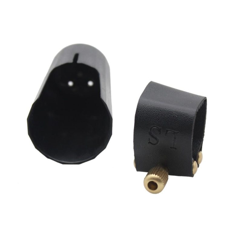 Brass |   Mouthpiece Ligature Fastener + Mouthpiece Cap for Alto Sax Saxophone Mouthpiece Parts Black Brass Black