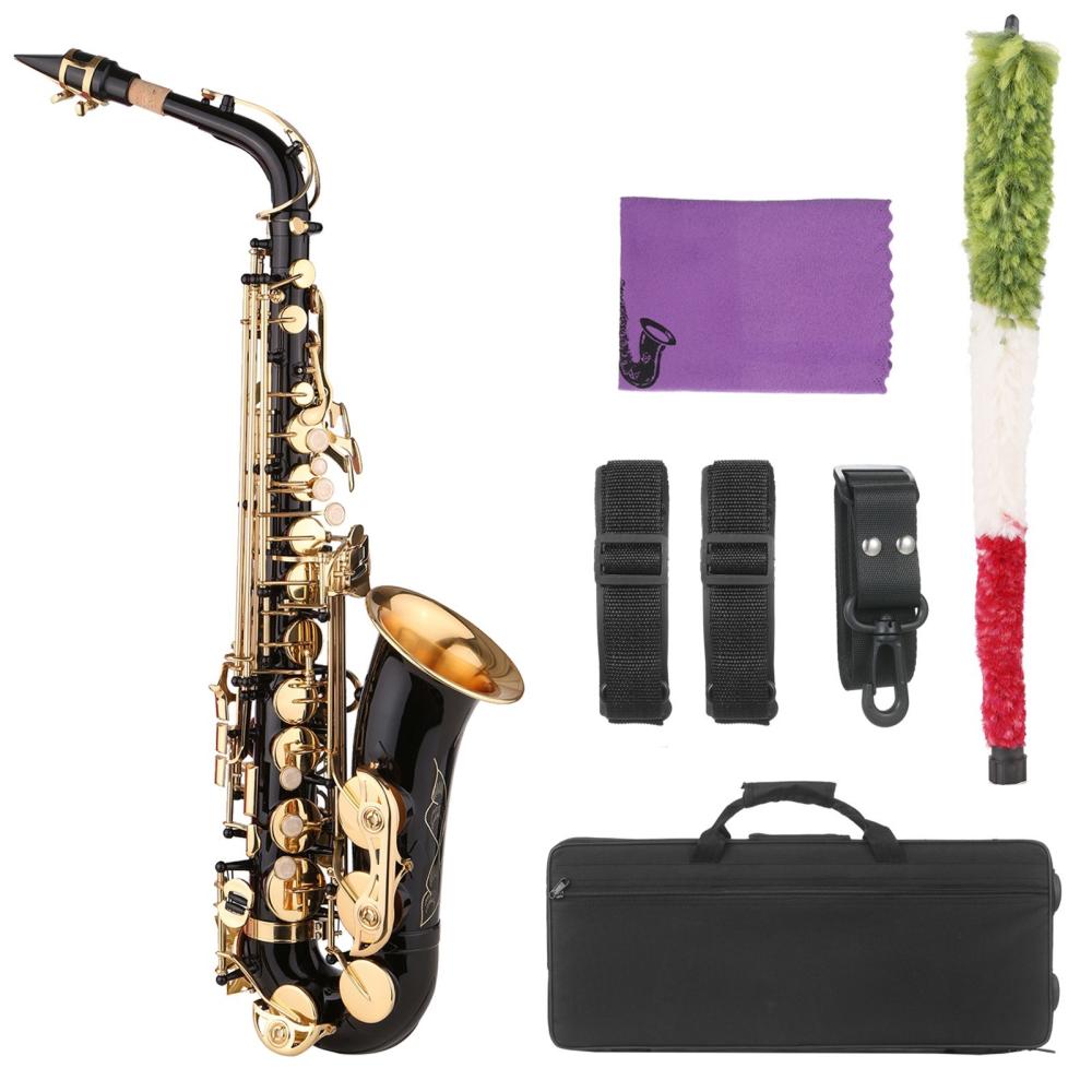 Brass |   Saxophone Black Paint E-flat Sax for Beginner Student Intermediate Player Gold Brass Brass