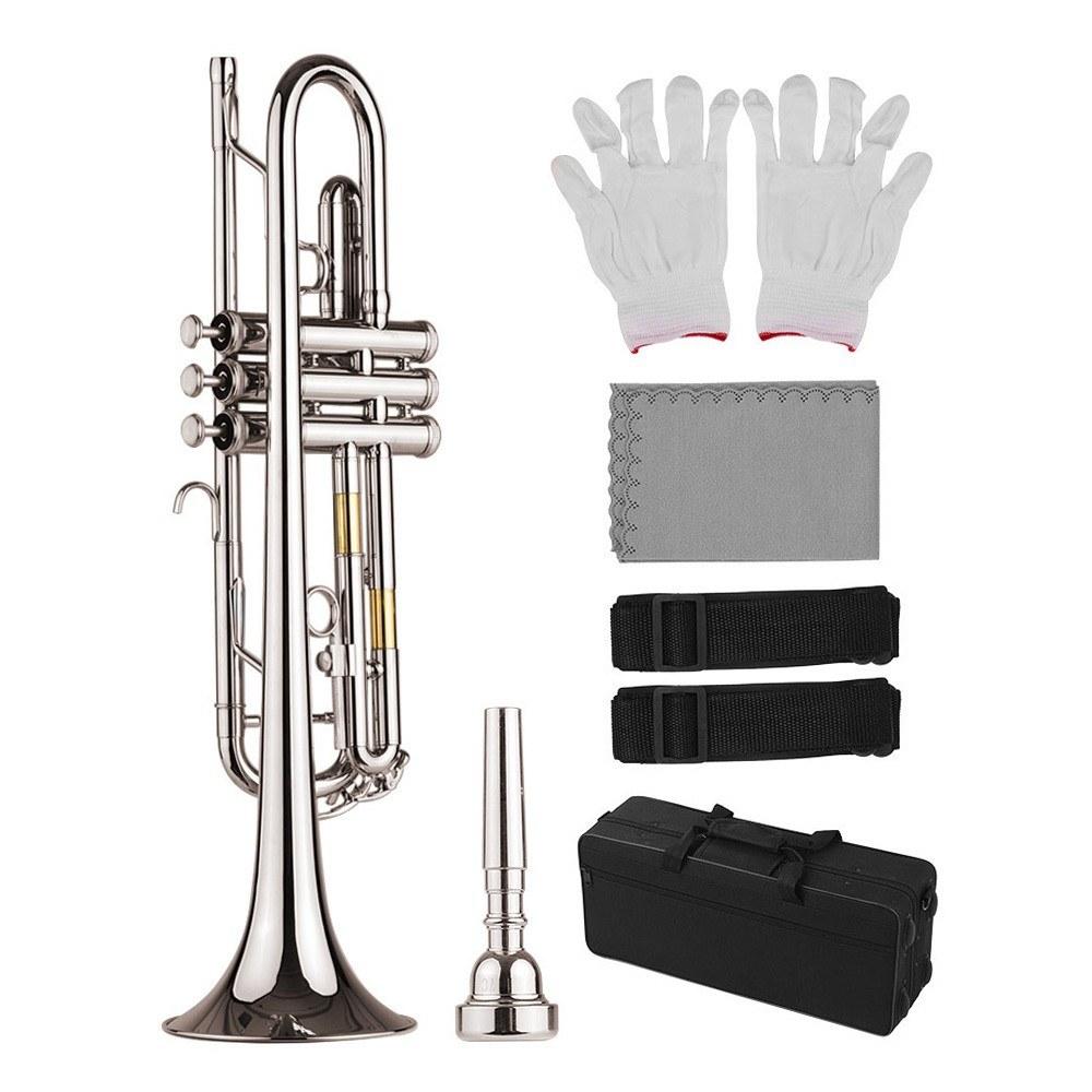 Brass |   Standard Bb Trumpet Brass Material Nickle Plated  Wind Instrument Silver Brass Brass