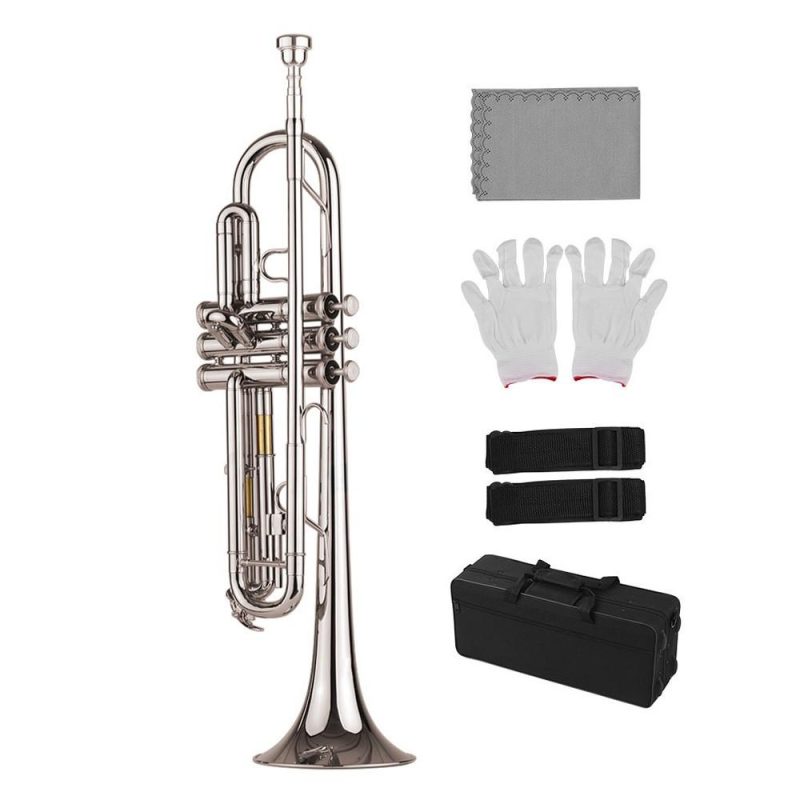 Brass |   Standard Bb Trumpet Brass Material Nickle Plated  Wind Instrument Silver Brass Brass