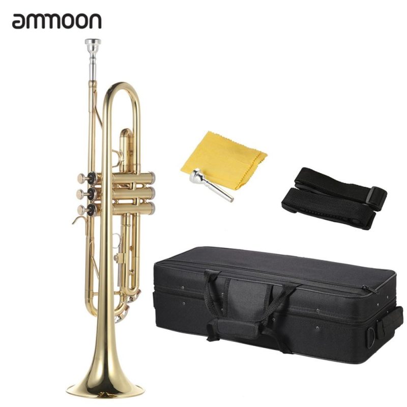 Brass |   Trumpet Bb Flat Brass Gold-painted Exquisite Durable Musical Instrument Brass Brass