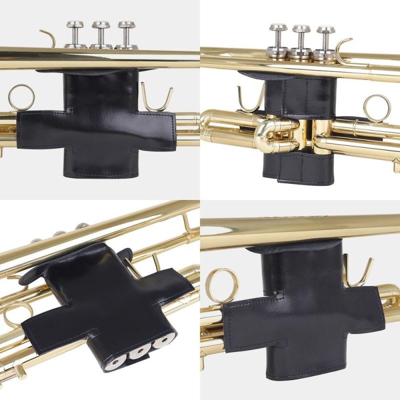 Brass |   Trumpet Valve Guard PU Leather Protective Sleeve Protector for Trumpet Black Black Brass Black