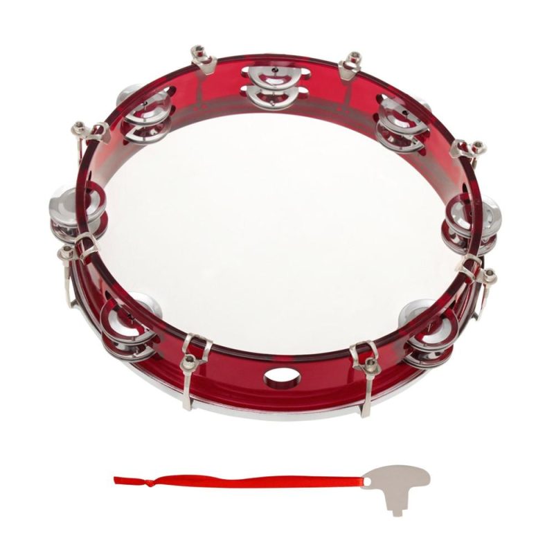 Drums & Percussion |   10 Inch Hand Held Tambourine Double Row Tambourine Drum Set Percussion Instrument Red Drums & Percussion Drums & Percussion