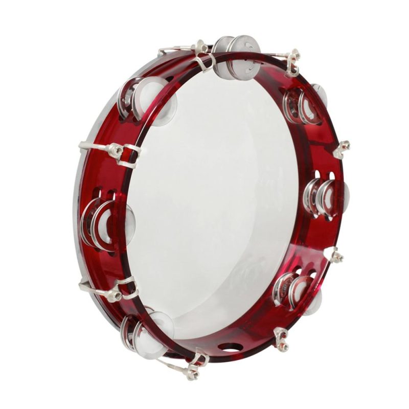 Drums & Percussion |   10 Inch Hand Held Tambourine Double Row Tambourine Drum Set Percussion Instrument Red Drums & Percussion Drums & Percussion