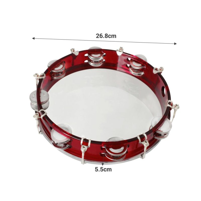 Drums & Percussion |   10 Inch Hand Held Tambourine Double Row Tambourine Drum Set Percussion Instrument Red Drums & Percussion Drums & Percussion