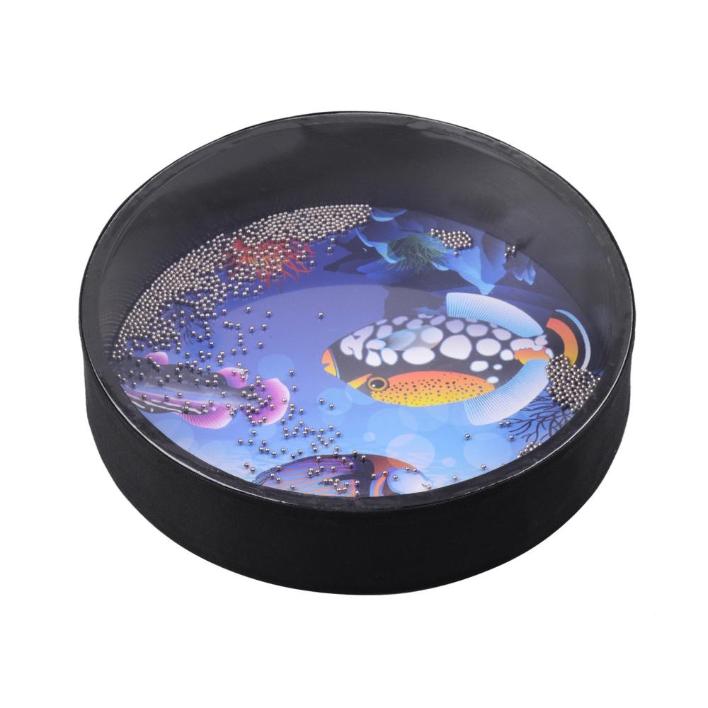 Drums & Percussion |   12 Inch Ocean Drum Wooden Handheld Sea Wave Drum Percussion Instrument Gentle Sea Sound Musical Toy Gift for Kids Black Drums & Percussion Black