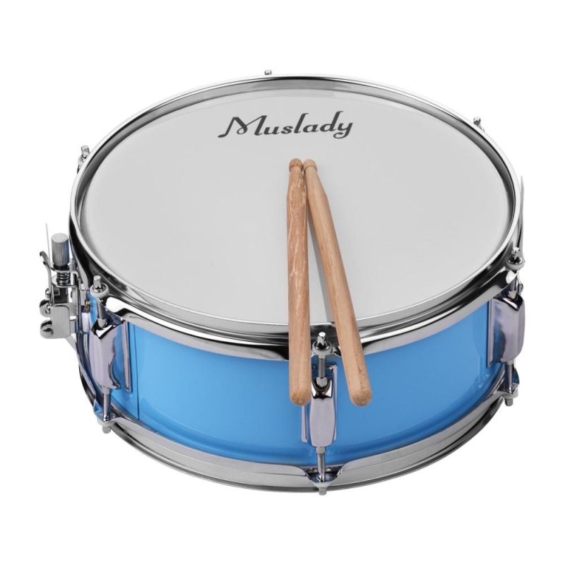 Drums & Percussion |   12inch Snare Drum Head with Drumsticks Shoulder Strap Drum Key for Student Band Blue Drums & Percussion Blue