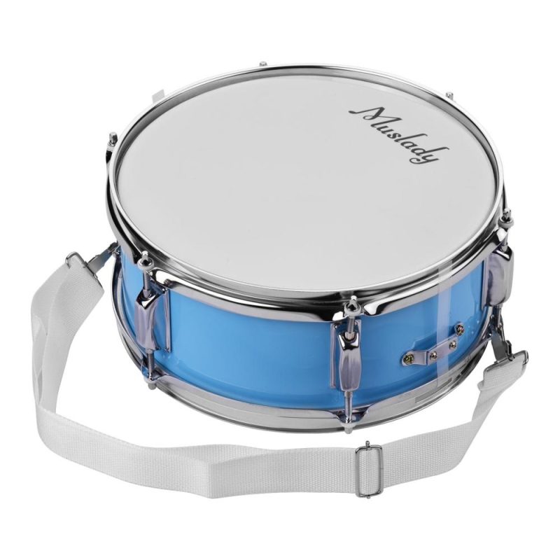 Drums & Percussion |   12inch Snare Drum Head with Drumsticks Shoulder Strap Drum Key for Student Band Blue Drums & Percussion Blue