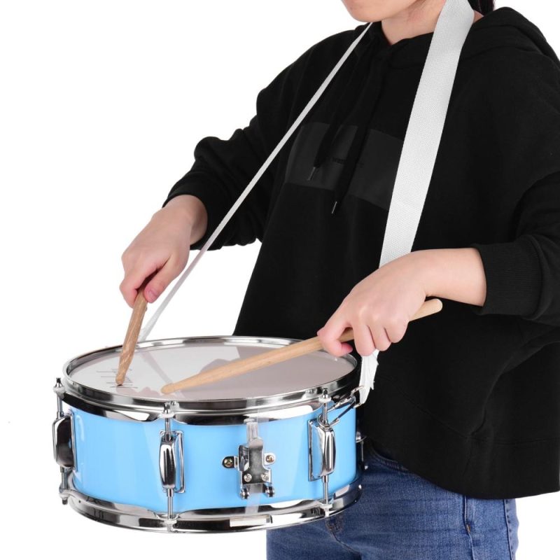 Drums & Percussion |   12inch Snare Drum Head with Drumsticks Shoulder Strap Drum Key for Student Band Blue Drums & Percussion Blue