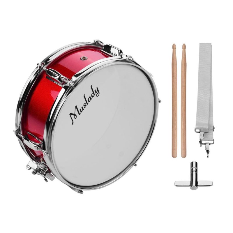 Drums & Percussion |   12inch Snare Drum Head with Drumsticks Shoulder Strap Drum Key for Student Band Red Drums & Percussion Drums & Percussion