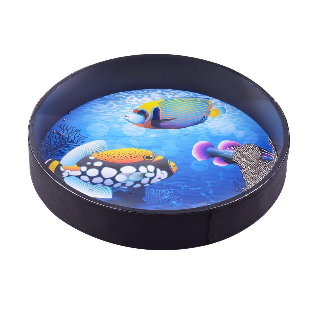 Drums & Percussion |   16 Inch Ocean Drum Wooden Handheld Sea Wave Drum Percussion Instrument Gentle Sea Sound Musical Toy Gift for Kids Black Drums & Percussion Black