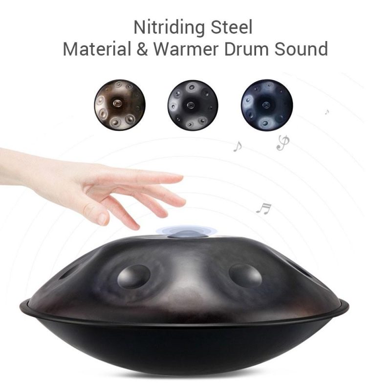 Drums & Percussion |   22 Inch Handpan Hand Pan Drum D-Key 9 Notes(D3 A3 bB3 D4 F4 A4 G4 E4 C4) Nitriding Steel Percussion Instrument Dark Grey Drums & Percussion Dark Grey