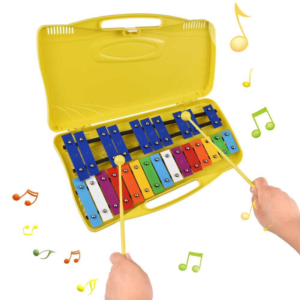 Drums & Percussion |   25-Note Glockenspiel Xylophone – Colorful, Portable, Easy Learning / Perfect Gift for Students Yellow Drums & Percussion Drums & Percussion