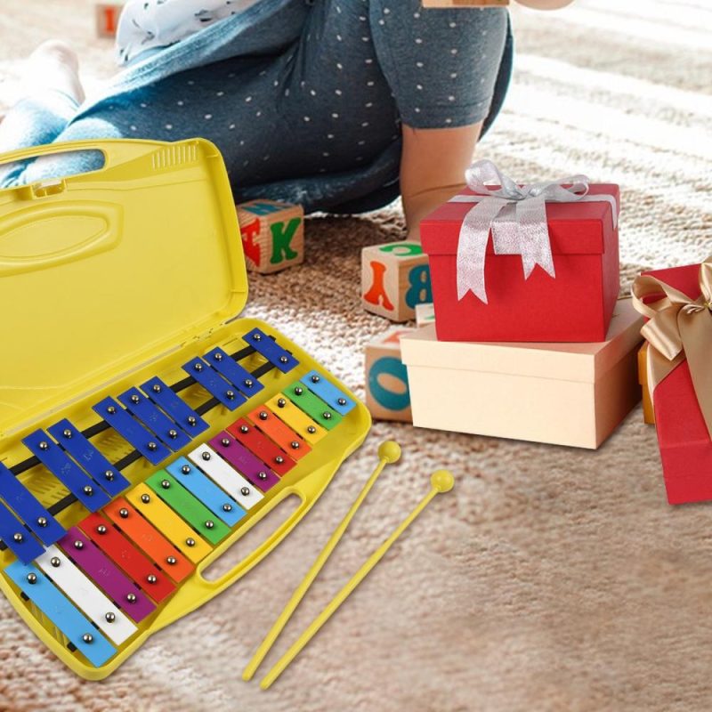 Drums & Percussion |   25-Note Glockenspiel Xylophone – Colorful, Portable, Easy Learning / Perfect Gift for Students Yellow Drums & Percussion Drums & Percussion